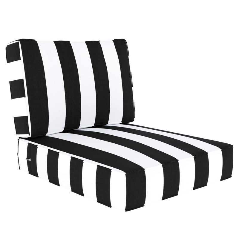 Wayfair Custom Outdoor Deep Seating Cushion With Sunbrella Fabric, Cabana Classic Black, 26" W x 30" D