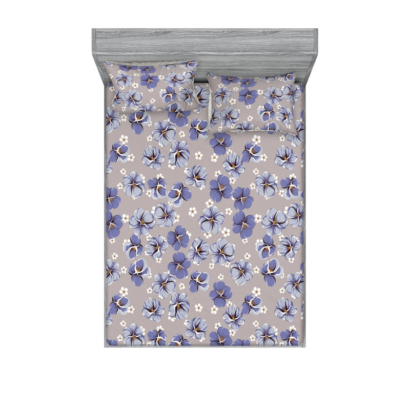 Drap-housse et taies décoratives 3 pièces Ambesonne, Bleu ciel, taupe chaud / floral