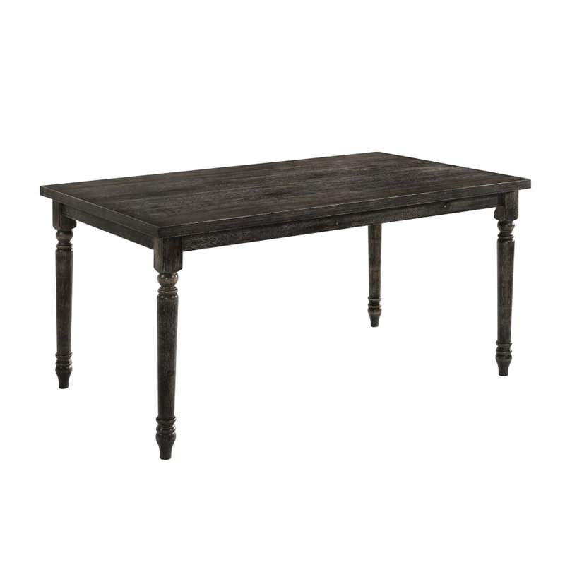 Table rectangulaire grise patinée pour la salle à manger - spacieuse 6, fabriquée avec du bois d'hévéa de qualité et un placage de chêne 6, avec des pieds en bois