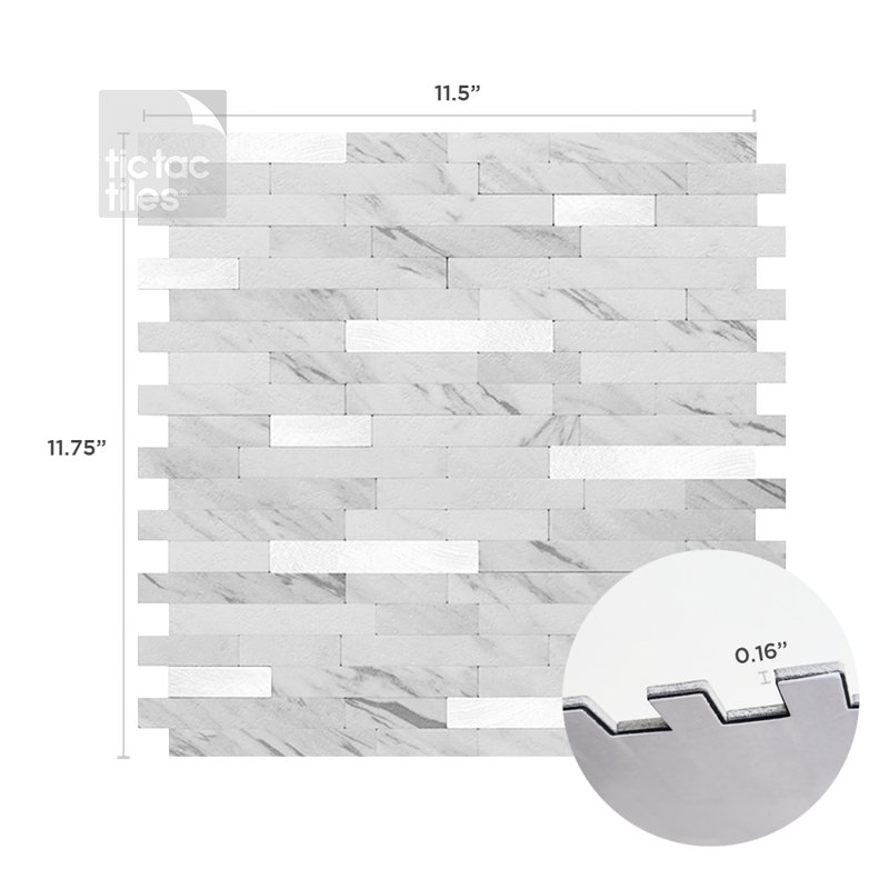 Carreau de mosaïque pelez et collez 12 po x 12 po, Marbre blanc