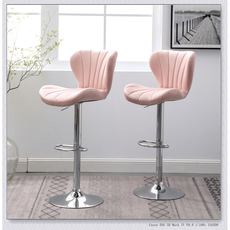 Ensemble de 2 tabourets pivotants réglables Ellston, Rose