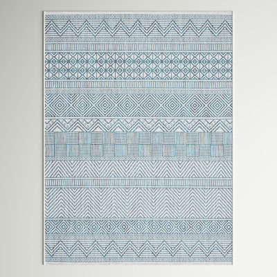 Melillo Southwestern Turquoise Indoor/Outdoor Area Rug