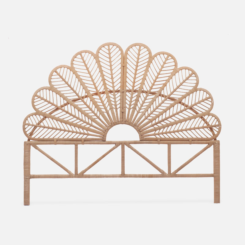 Boleyn Natural rattan headboard queen bed 160cm, 115cm H x 140cm W x 6cm D