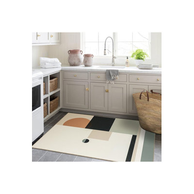 Tapis décoratif tissé à motif géométrique abstrait lavable