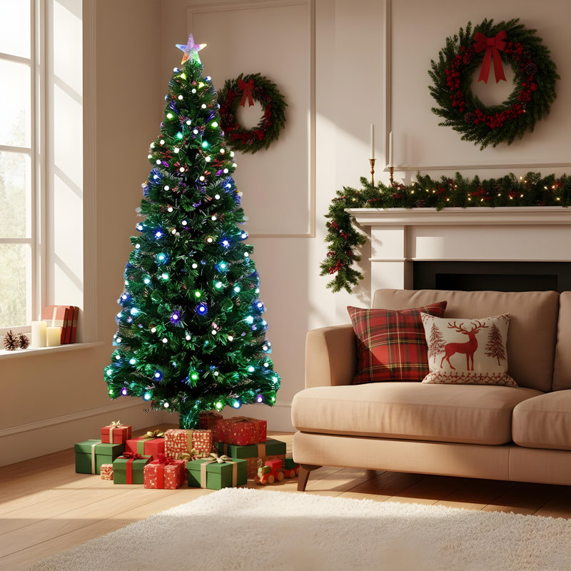 Lighted Artificial Christmas Tree, 6 ft.