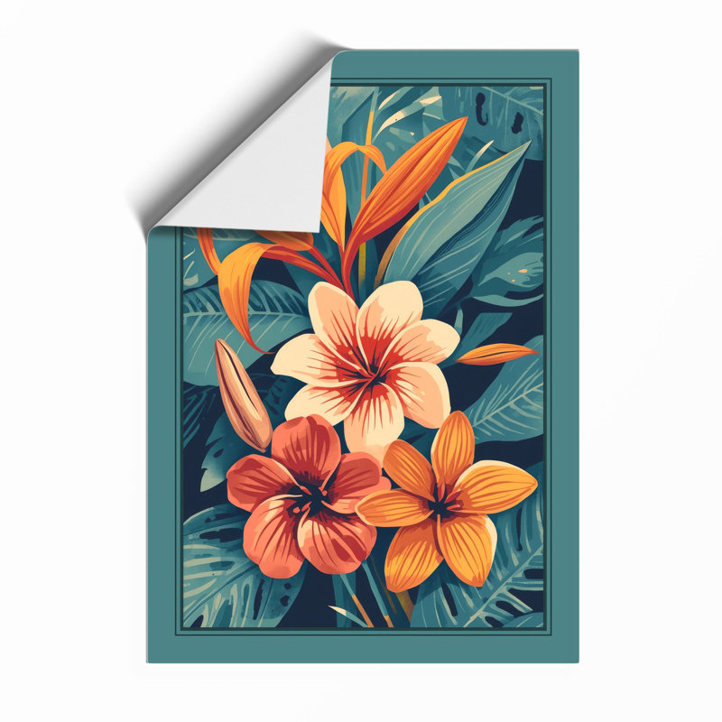 Blooms In Teal Botanical - Print, Unframed, A4 - 29.7 x 21.0 cm