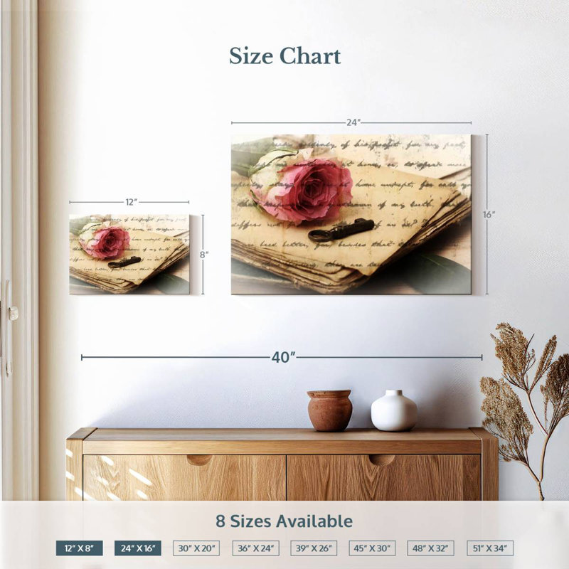 Hardie rose sur vieilles lettres, H 16 po x l 24 po