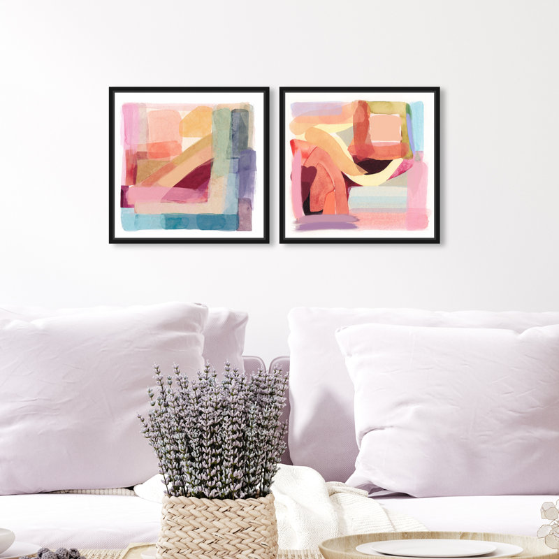 «Abstract Tone», ensemble de 2 impressions, Toile avec cadre noir, H 24 po x l 24 po