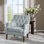 Fauteuil d'appoint Anatonia capitonné à oreilles, 74,3 cm de large, avec accoudoirs incurvés, bleu poudré