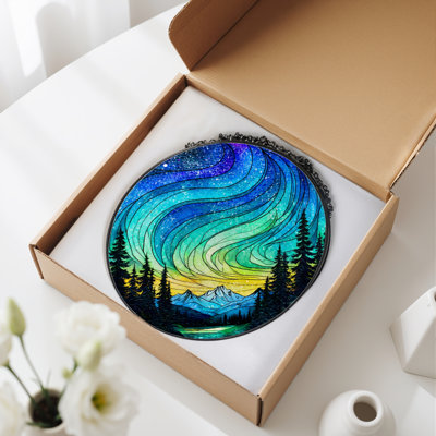 Vitrail de fenêtre en verre coloré H 7,8 po Aurora