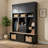 75" Garage Storage Cabinet with Bench and Coat Rack, 6-in-1 Entryway Hall Tree Organizer with Drawers and Cabinets, Black-1893445054