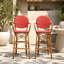 Tabourets de bar français d'extérieur en résine tressée et aluminium, 75 cm (29,5 po), ensemble de 2, rouge, finition imprimée bambou