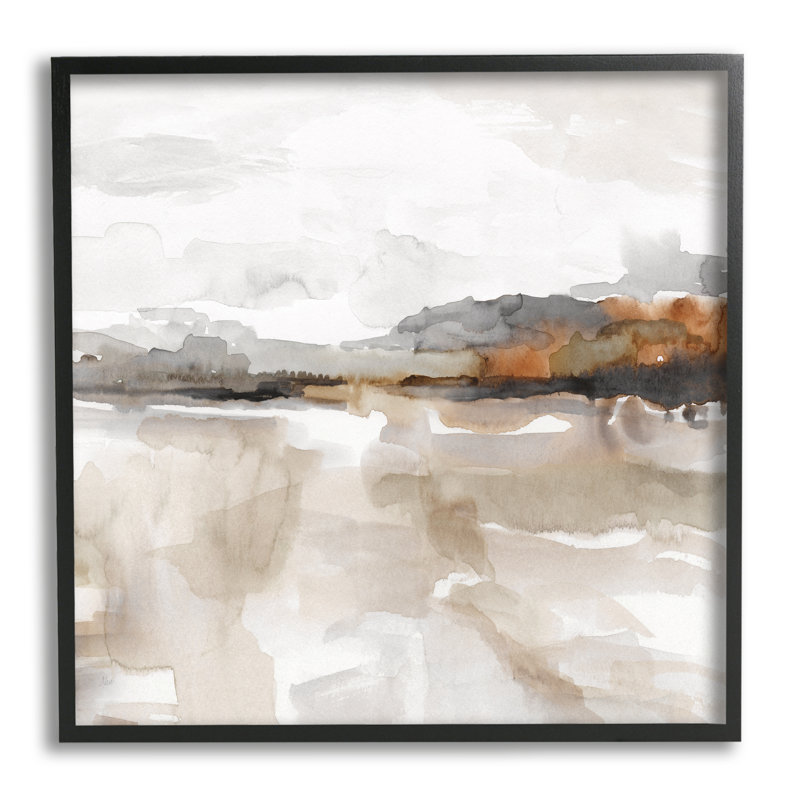Paysage abstrait en sourdine, impression sur bois, H 17 po x l 17 po x P 1,5 po, Giclée encadrée noir minuit