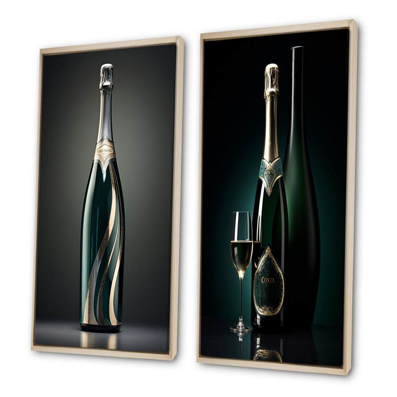 Prestiges profil vert champagne - ensemble de 2 reproductions d'art sur toile champagne, H 40 po x l 41 po