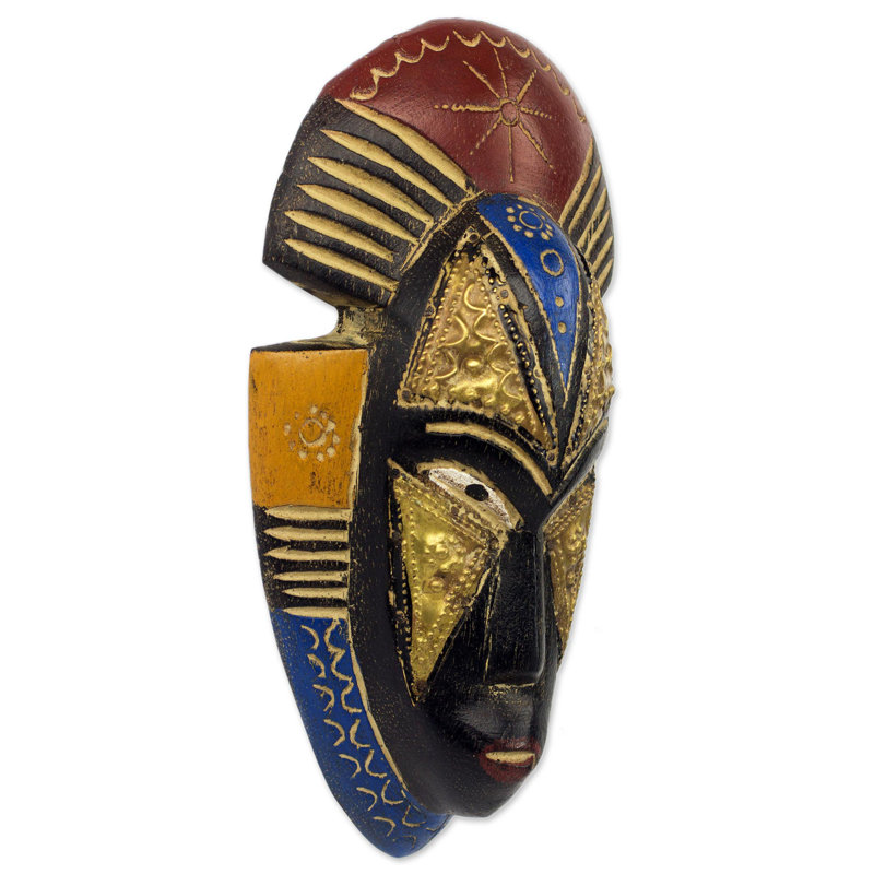 Décoration murale à masque de bois africain fait main opeyemi