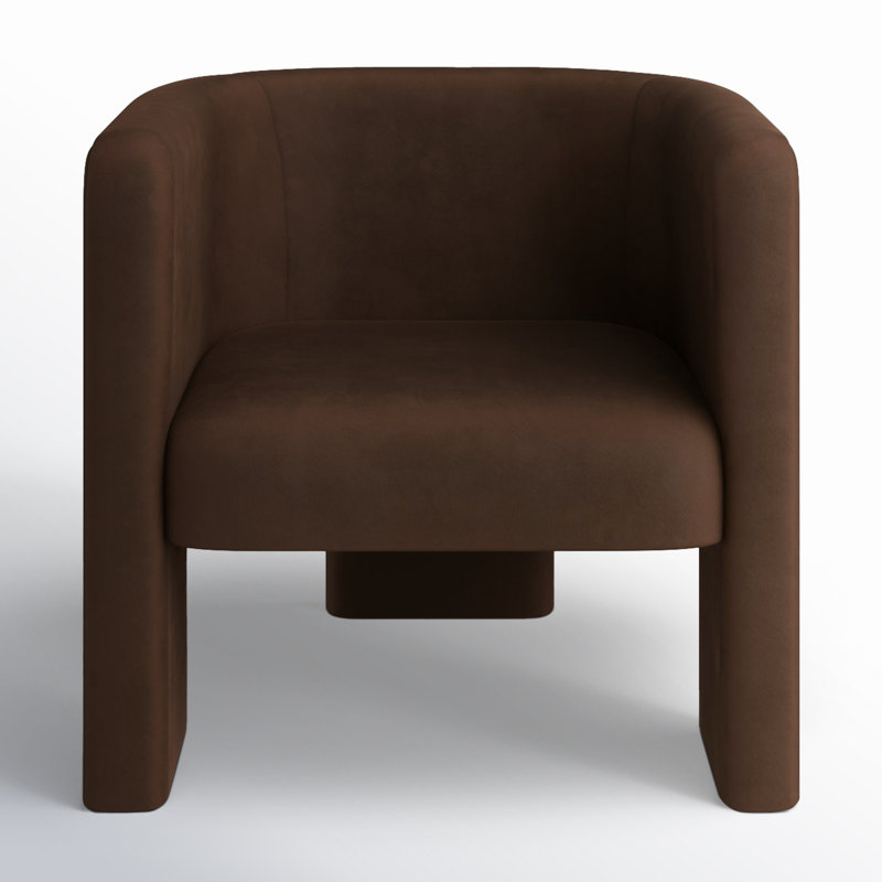 Ellum Upholstered Barrel Chair, Dark Brown Velvet