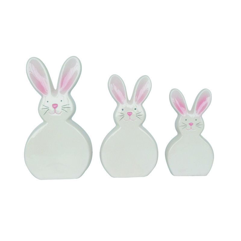 Décoration en forme de lapins rigides en céramique 11,25 po Manitoba