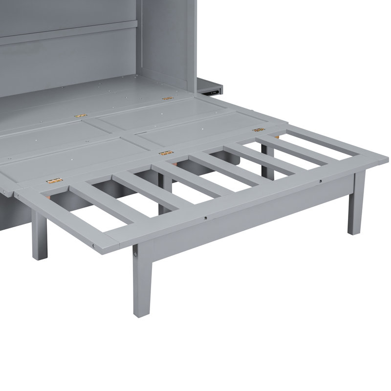 avec grand lit, chambre à coucher et tablettes amovibles - comptoir de bureau amovible à structure durable, Grand lit, Gris