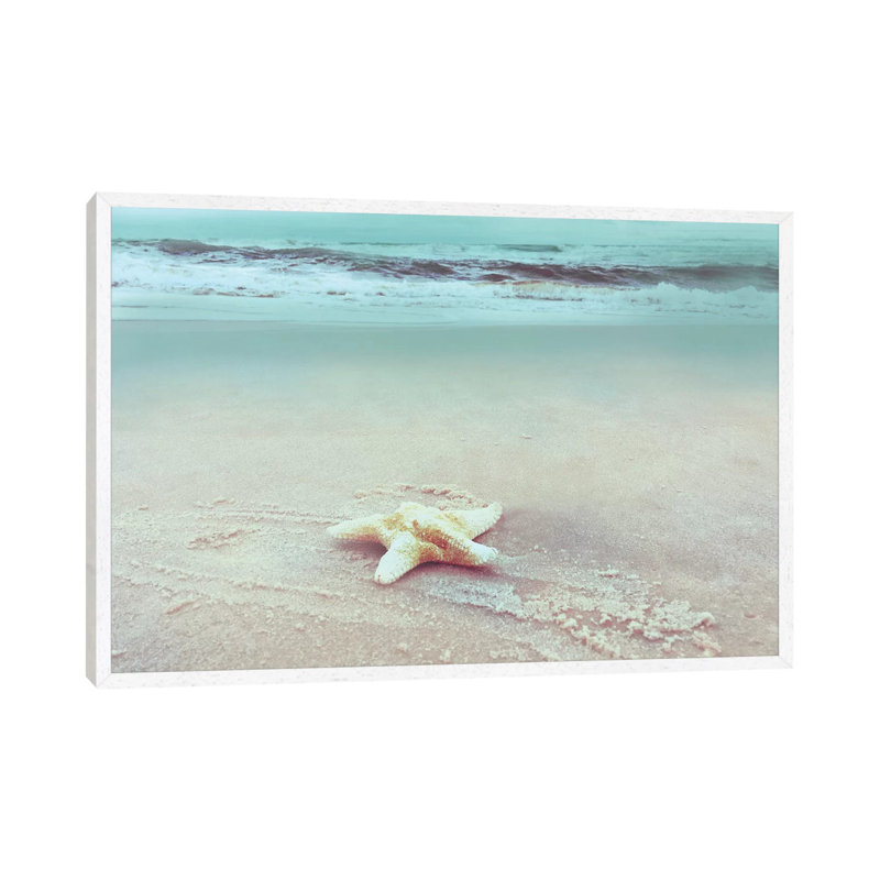 Beach Set Starfish 1 Piece Wall Art on Canvas, 101.6 cm H x 66.04 cm W, White Framed Canvas