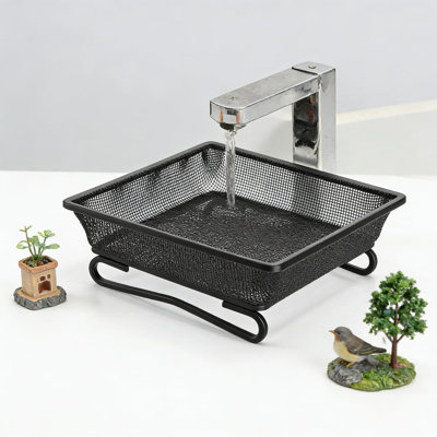 4 Pack Ground Bird Feeder Trays, 7 Inch Square Metal Platform Feeder With Rust-Resistant Mesh Design For Outdoor Wild Birds And Squirrels