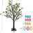 Easter Decoration Set Of 2 Lighted 24 Inch Artificial Tree With Easter Eggs & Colourful LED Lights, Light Up Tabletop Bonsai Tree For Table Home Holiday Spring Decor