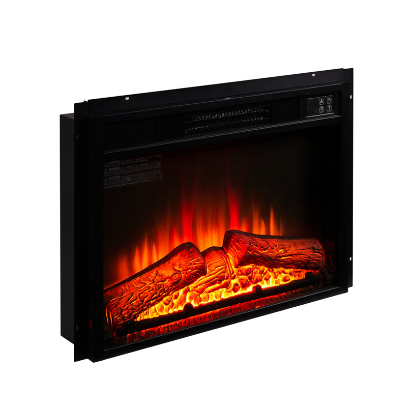 Foyer électrique encastrable 23 po 1400W 120V avec télécommande, fonction tactile, flammes réalistes, modes de flammes multiples, idéal pour un espace de 400 pieds carrés, verre trempé noir et plastique 23