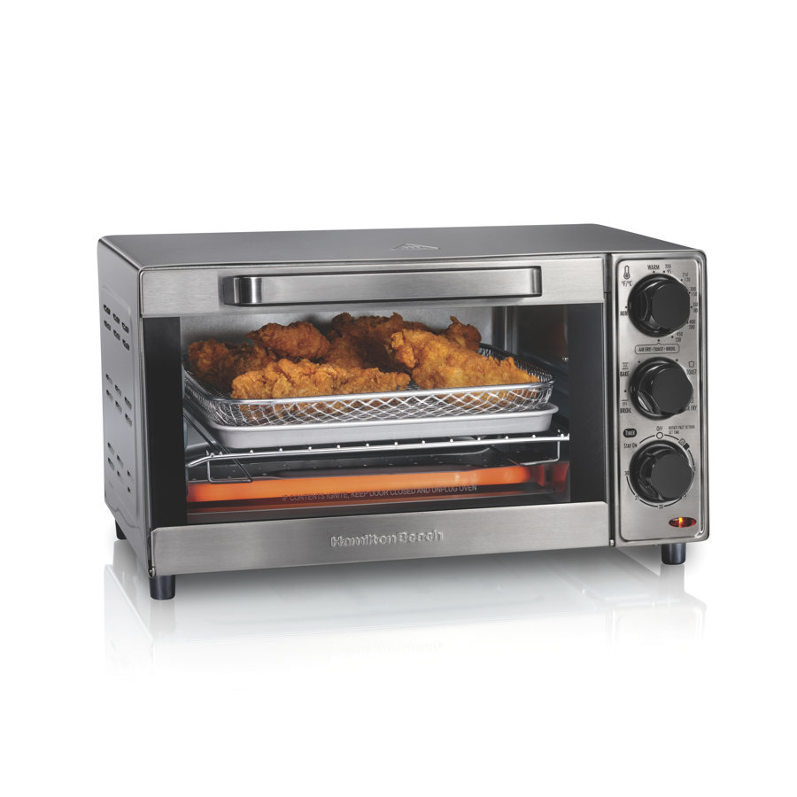 Hamilton Beach® Sure-Crisp Toaster Oven Air Fryer Combo, Fits 9” Pizza, 4 Slice Capacity, Powerful Circulation, Auto Shutoff, Stainless Steel Exterior