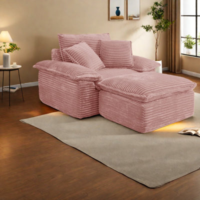 Compression Oversized Sofas, Pink Corduroy Modern Chaise For Home