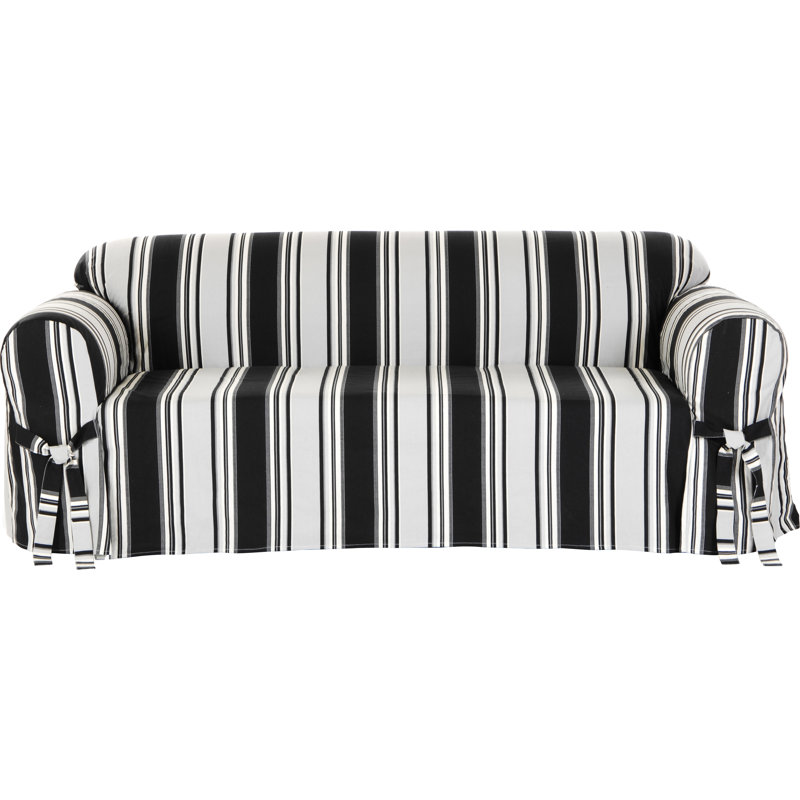 Housse pour causeuse à coussins carrés/rectangulaires, Noir / rayures blanches