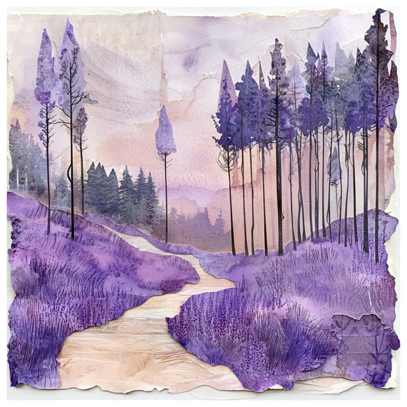 Lavender Forest Path Window Curtains, Forest Sheer & Blockout Curtains - 1 Panel, 50" x 80" - 1 Panel, Blocage
