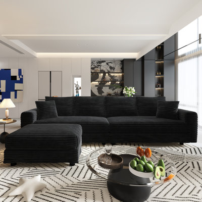 Canapé modulaire en velours côtelé 102,4 po avec repose-pieds Nerissa