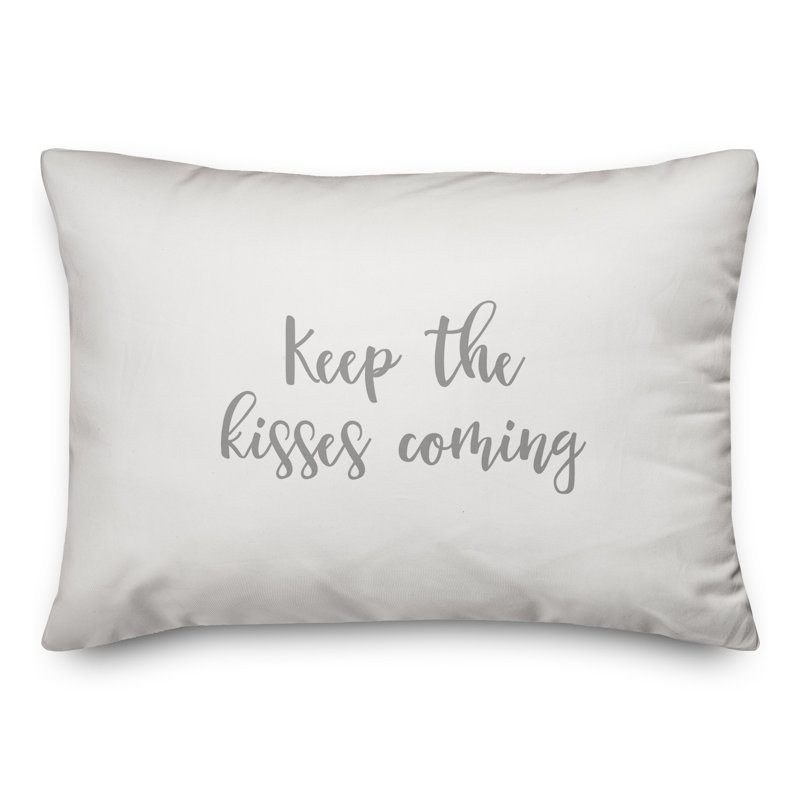  Coussin Keep The Kisses Coming, Gris / blanc