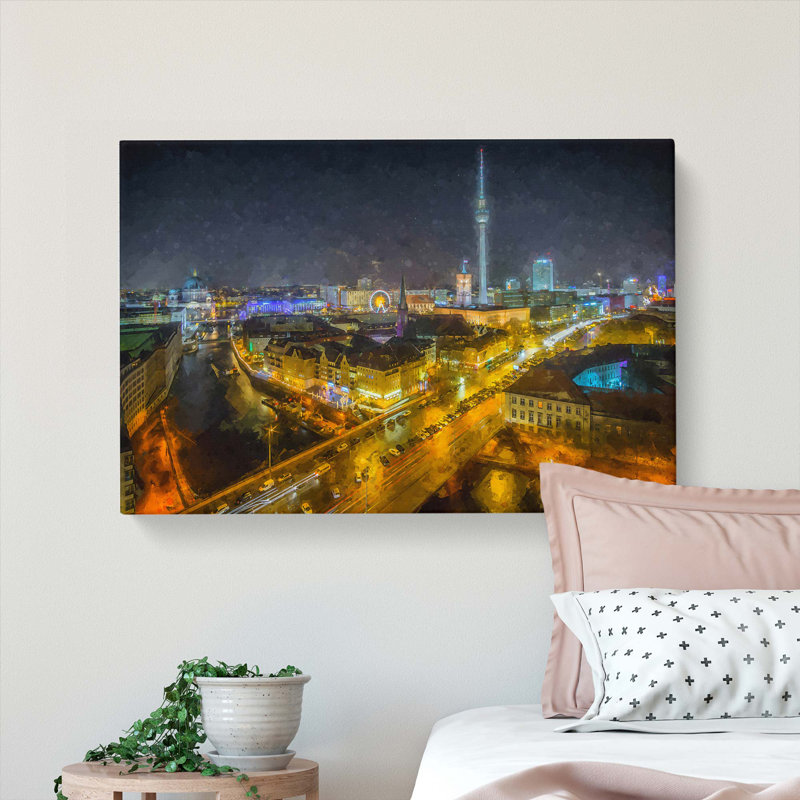 Berlin Germany Skyline in Abstract - Wrapped Canvas, 35cm H x 50cm W x 3cm D