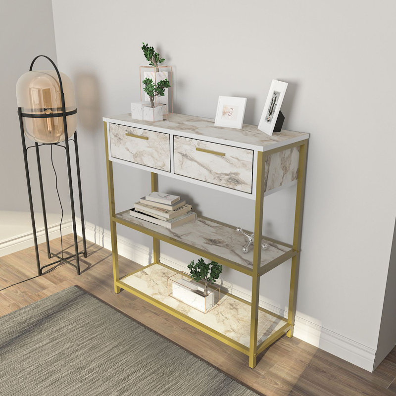 Modern Dresser with Marble Finish, Ephesus Color, 35.4 x 36.2 x 12.0 inches | 100% Melamine Coated Particle Board, Thickness: 0.7 inches | Stylish Storage Solution for Bedrooms, Elegant & Functional Design