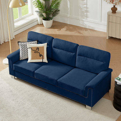 82-Inch Modern 3-Seater Sofa With Compressed Snowfleece Fabric For Multi-Functional Living Spaces
