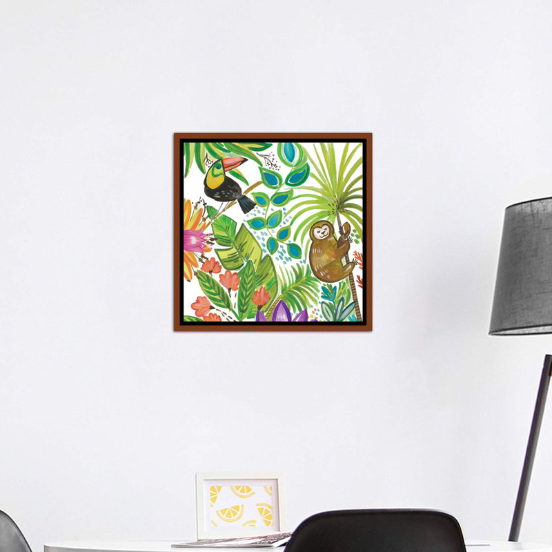 Art tropical encadré, H 18 po x l 18 po x P 1,5 po, Toile avec cadre en bois classique