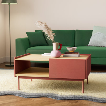 Square wooden coffee table.
