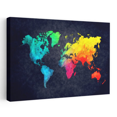 Art mural contemporain coloré carte du monde