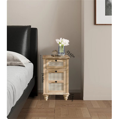 Modern Nightstand With Charging Station & Open Shelf