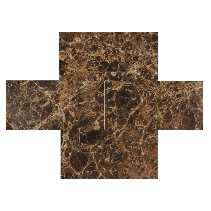 Carreau de marbre et plancher foncé 3 po x 6 po Emperador