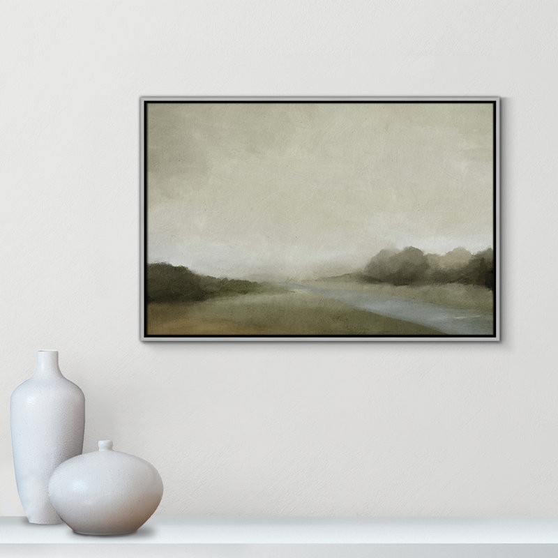 Vanora "Lovers Creek" Watercolor Floater Frame Painting , 25.5" H x 37.5" W, Silver