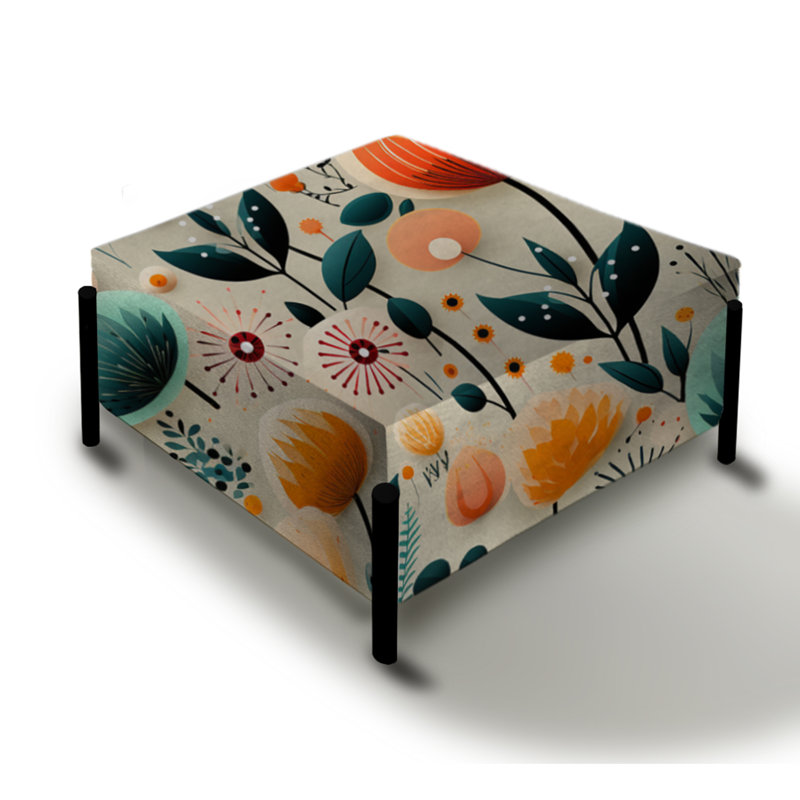 Multicolore motif floral contemporain - grand repose-pieds carré floral