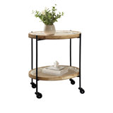 2-Tier Rolling Side Table with Wheels