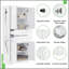Grande armoire de rangement pour salle de bain, tour à linge autoportante avec 4 portes et 3 tiroirs, tablettes réglables, organisateur de salle de bain en panneau de fibres à densité moyenne avec crochet en alliage d'aluminium