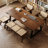 Tan Rectangular Solid Wood+Iron desk-109306510