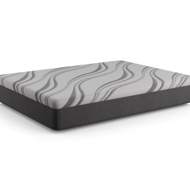 Matelas plein moyen en gel 12 po Nl, tissu performant anti-chaleur pour un sommeil relaxant, mousse viscoélastique imprégnée de gel, couche de confort haute densité, ressorts à rebords dynamiques, gris Breezy