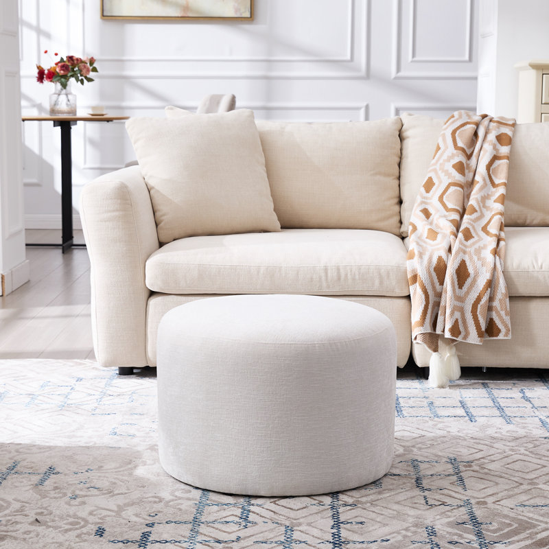 57.5cm Wide Round Solid Colour Standard Ottoman