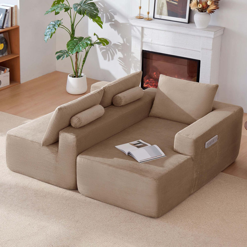 Canapé modulaire moderne 96,9 pouces avec méridienne en L pour salon, chambre à coucher, aucun assemblage requis