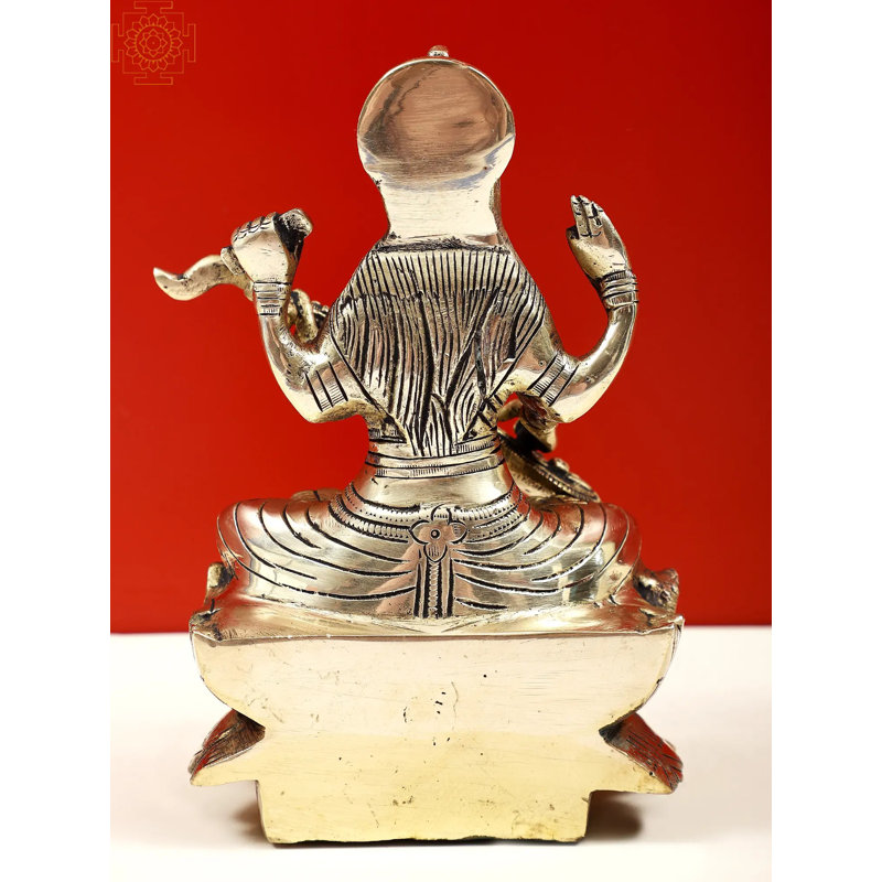 Figurine en laiton déesse Saraswati assise sur lotus