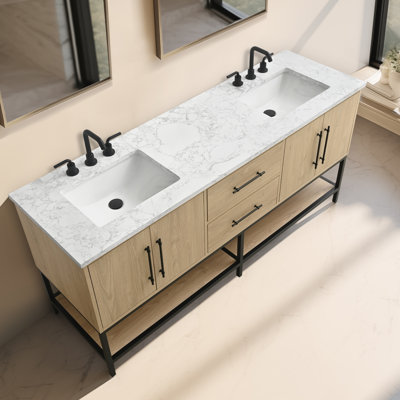 Cherita 72" Double Bathroom Vanity With Engineered Stone Top